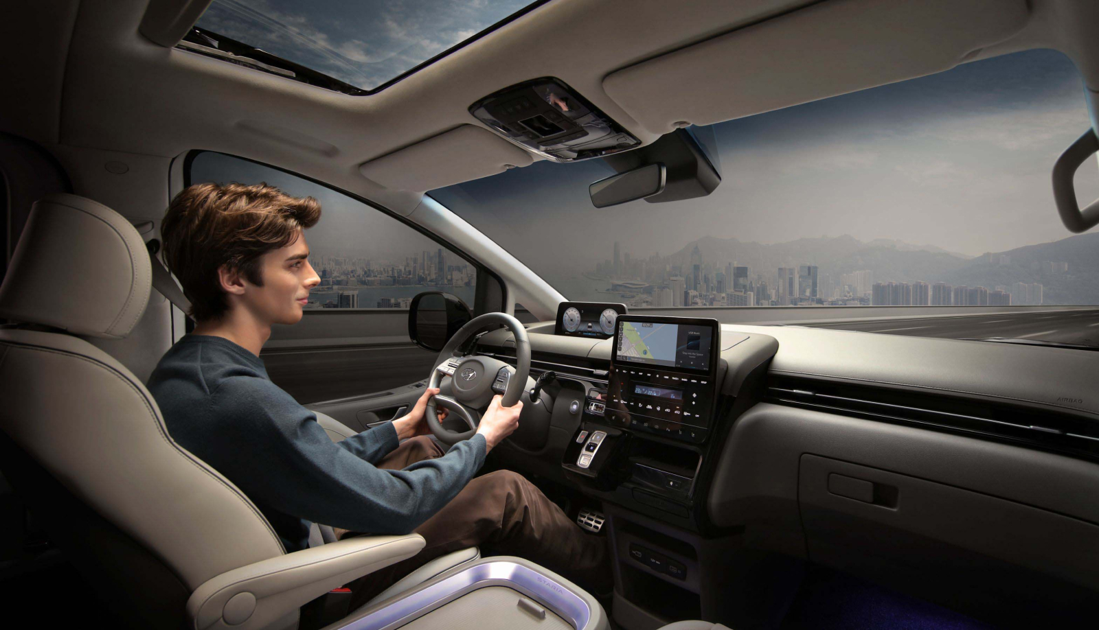 Design sketch of the all-new Hyundai Tucson compact SUV interior design.